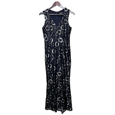 Enfocus Studio Women’s Size 4 Sleeveless V Neck Cocktail Floral Lace Long Dress $25.95