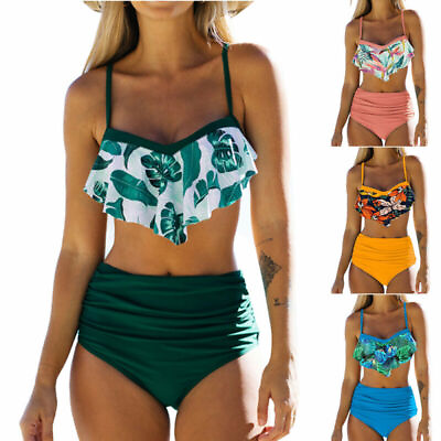 Womens Padded Swimsuit High Waisted Bikini Set Beachwear Swimwear Bathing Suit $16.81