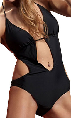 #ad Sexy Swimsuit Open Front Padded Halter Top Monokini One Piece Bikini Swimwear $18.44