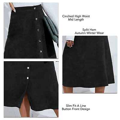#ad Long Skirt Convenient Cleaning Split Hem Cinched High Waist Autumn $21.78