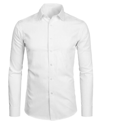 #ad Mens Long Sleeve Dress Button Down Causal Shirt Fancy Solid Slim Fit Color S XL $18.95