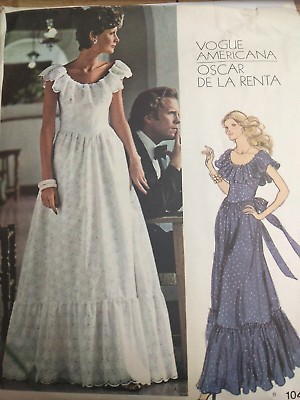 Dress Prairie Cottagecore 10 Vogue 1043 Sewing Pattern Maxi Oscar De La Renta $23.99