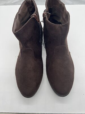 #ad Brown Suede Booties Ankle Boots with Zipper Size 10 Womens Winter Fall $17.50