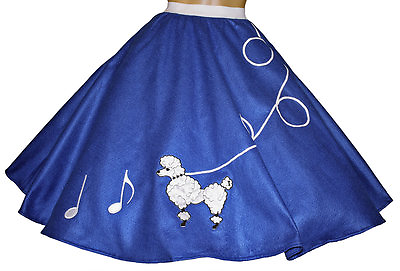 #ad Blue FELT 50s Poodle Skirt with Notes Adult Size SMALL Waist 25quot; 32quot; $31.95