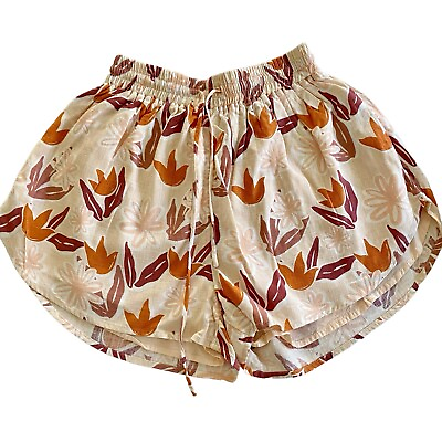 #ad Sabo Skirt Women#x27;s Floral Shorts XS elastic waist drawstring linen blend $20.00