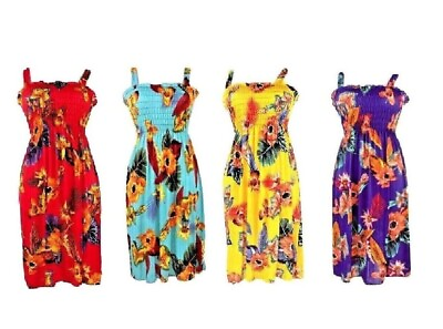 #ad Womens Sleeveless Smocked Sundress Floral Print M L XL XXL $9.98