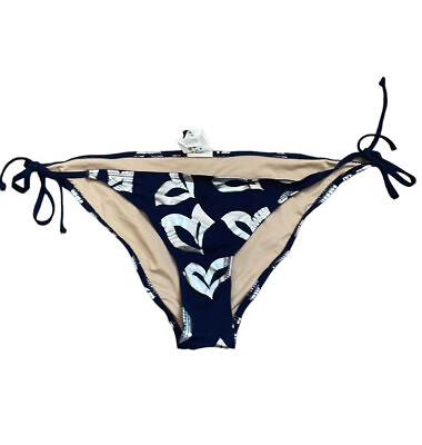 #ad J. Crew Blue amp; Silver Heart Print Tie Side Bikini Bottom size Medium Swim Suit $9.99