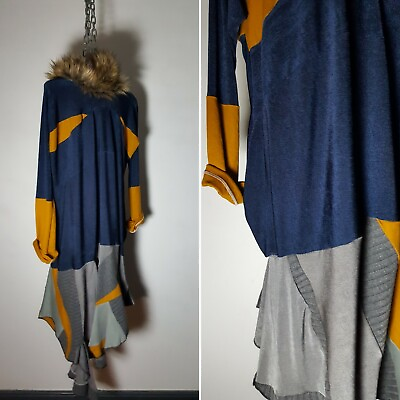 NEW Handmade Avant Garde Jumper Dress Knitwear Faux Fur Lagenlook Free Size GBP 147.00