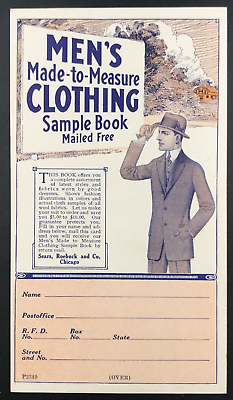 #ad Antique 1914 Sears Roebuck amp; Co Mens Clothing Catalog Order Advertising Postcard $19.99