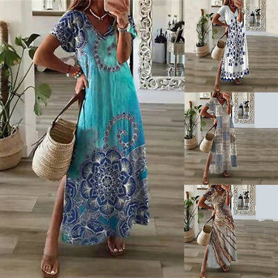 #ad Maxi Dress Sundress Plus Long Size Beach Summer Womens Party Ladies Holiday Boho $24.59