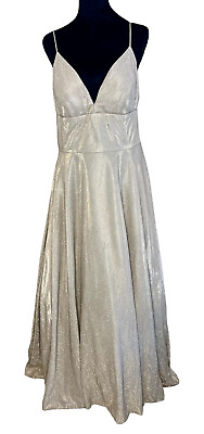 #ad NEW AQUA Womens Galaxy Metallic Glitter Evening Dress Size 12 NWT FREE Shipping $41.99