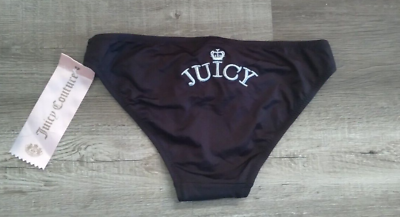 #ad NWT Juicy Couture logo black bikini bottom small new $29.66