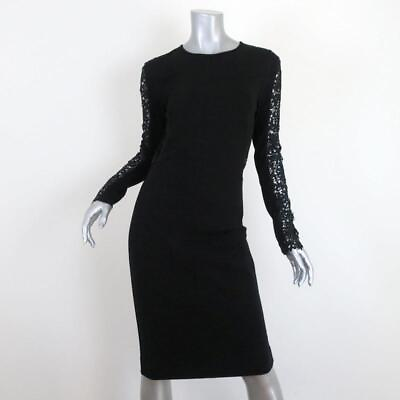 #ad Stella McCartney Dress Black Lace Paneled Jersey Size 42 Long Sleeve Sheath $319.20