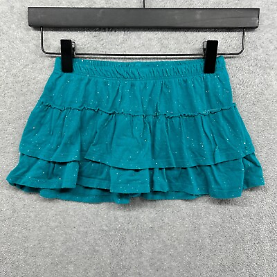 #ad Cat amp; Jack Girls#x27; Blue Ruffle Lined Skirt Size S 6 6X $5.94