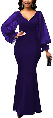 #ad Elegant Formal Cocktail Party Prom Dresses for Women Deep V Neck Lantern Long... $51.27