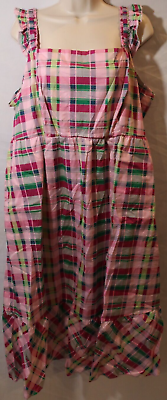 #ad Women#x27;s Torrid Pink Green Plaid Tiered Sun Dress Plus Size 2 $29.99