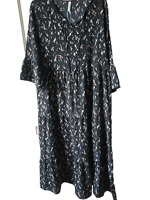 #ad VIISHOW Women’s Maxi Dress 3 4 Sleeve V Neck Size XL Bohemian Black Patterned $16.00