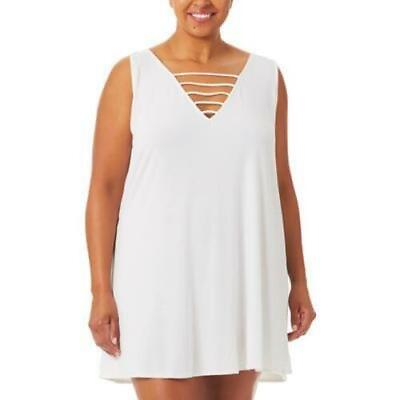 #ad California Waves WHITE Trendy Plus Size Strappy Dress Cover up US 2X 20 22 $10.50