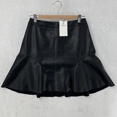 #ad Tuckernuck Skirt Women#x27;s Medium Black Vegan Leather Lana Mini A Line NEW $148 $69.00