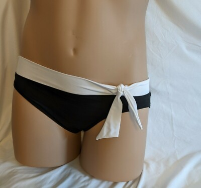 #ad Baltex Women#x27;s Sz 14 Black Bikini Swimsuit Bottoms Black with White tie $18.00