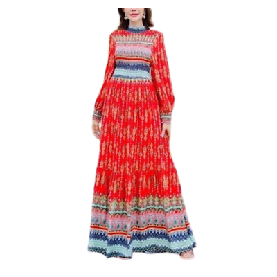 Maxi Dress Bohemian Boho LongSleeves Freesize Women Orange Mambert Light Vintage $42.99