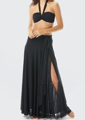#ad CARMEN MARC VALVO L35812 Long Black Maxi Swimsuit Coverup Skirt Size Medium $93.59