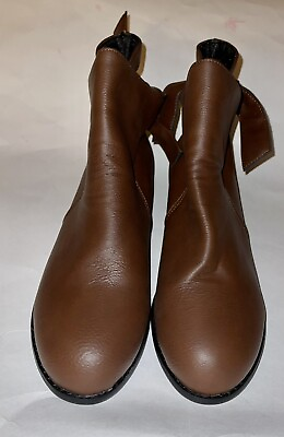 New Women#x27;s Brown Ankle Boots Flat Heel Booties Casual Back Tie Size 10 $12.25