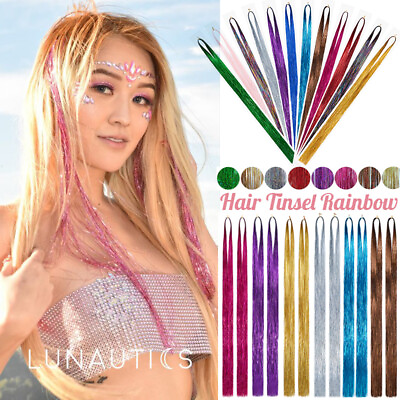 #ad Hair Tinsel Kit Strands Twinkle 47 Inch 12 Colors 2400 Strands Fairy Hair Pink $7.40