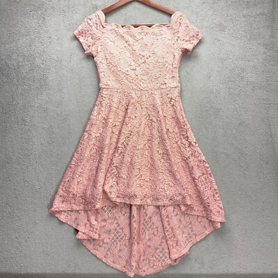City Studio Junior Dress Size 11 Pink Lace High Low Midi Swing Formal Party $11.03