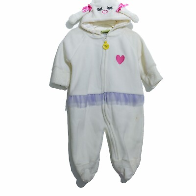 #ad Kids White FiFi Poodle Costume Polyester Hooded Full Zip Long Sleeve Size 6 9M $14.44