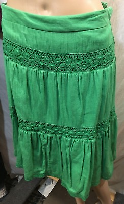 #ad Context Petite Layered Knit Green Skirt Women#x27;s 100% Cotton Size 14P $18.63