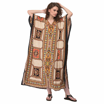 #ad Gypsie Blu Women#x27;s Boho Kaftan Maxi Dress Plus Size Summer Casual Long Sundress $15.49