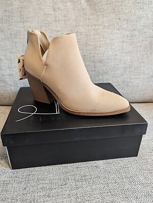 #ad NEW Women#x27;s Ankle Booties Pointed Toe Stacked Mid Heel Size 8.5 Nude Beige $25.00
