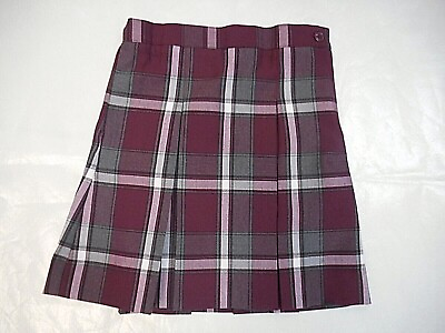 #ad Girls R K Maroon Plaid Kick Pleat Uniform Skirt Reg 1 2 amp;Teen Sz 6 14 1 2 Teen $14.00