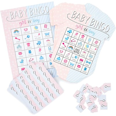 #ad #ad 36x Gender Reveal Party Games Baby Bingo Boys and Girls Card for Baby Showers $14.49