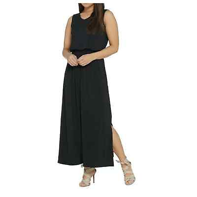 #ad Joan Rivers Sleeveless V Neck Jersey Maxi Dress XS Petite Black NWOT $20.00