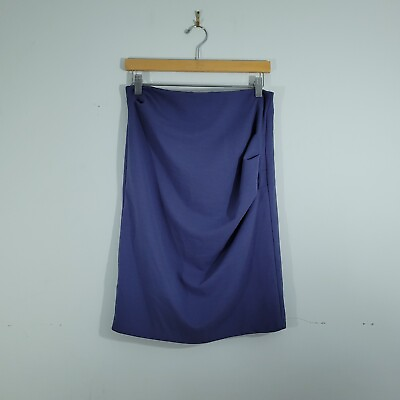 #ad NWT Grace Karin Womens Sz L Blue Rouched Pencil Skirt Stretchy Elastic Waist $14.99
