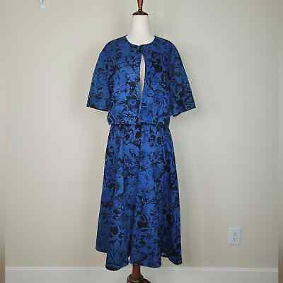 Blue Floral Skirt Set Womens Large Jacket Skirt $30.00