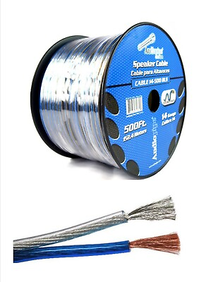 #ad Audiopipe 14 Gauge 500 Feet Blue Black 2 Conductor Cable Speaker Zip Wire $64.95