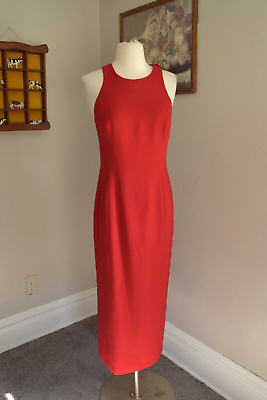 Vintage Ann Taylor Red Dress Size 6 Full Length Cross Back Maxi Evening $16.74