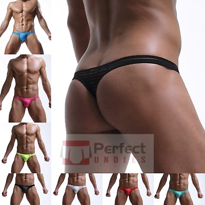 USA Seller Sexy Mens Underwear Thong Mesh Sheer lace Pouch G string Transparent $6.22