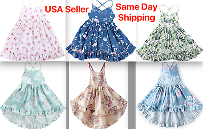 Vintage Floral Girls Dress Summer Casual Cotton Baby Dress $9.95