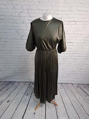 #ad Asos Green Short Sleeve Pleated Skirt Long Dress Womens Size 10 GN24 GBP 19.49