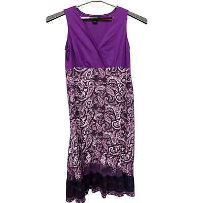 #ad #ad Calvin Klein Maxi Dress Womens 1X Purple V Neck Paisley Sleeveless Cotton Blend $22.88