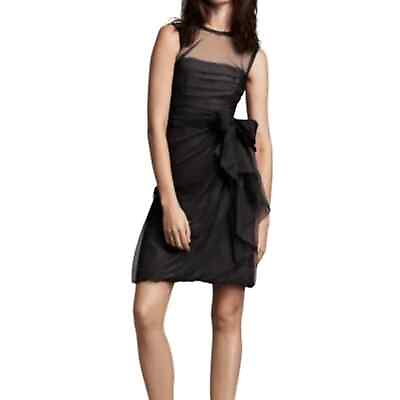 #ad WHITE Vera Wang Mini Sheer Illusion Sleeveless Black Cocktail Dress Plus Size 14 $50.00