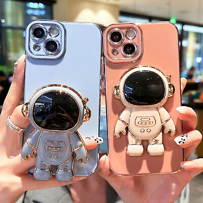 Cute Case For iPhone 14 Pro Max 13 12 11 XR XS Shockproof Astronaut Stand Cover $9.13