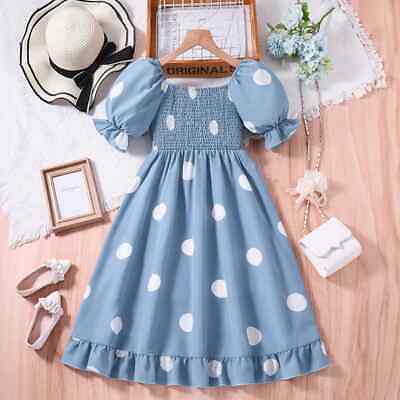 #ad Kids Casual Dress for Girls Clothes 2024 New Summer Children Fashion Dot Print $32.33