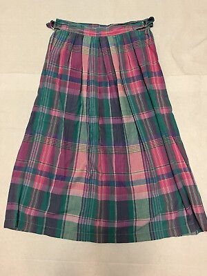 #ad Vintage Charter Club Cotton Lightweight Plaid Skirt Women’s Sz 14 Pockets EUC $24.89