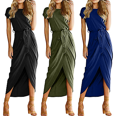 #ad Fashion Womens Summer Boho Beach Dress Evening Cocktail Long Maxi Dresses $27.99