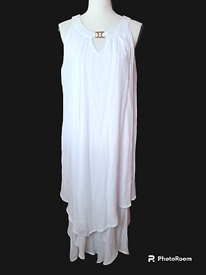 #ad Luxology Maxi Dress XL Gauzy White Lined Sleeveless Beachy Nwt $35.00